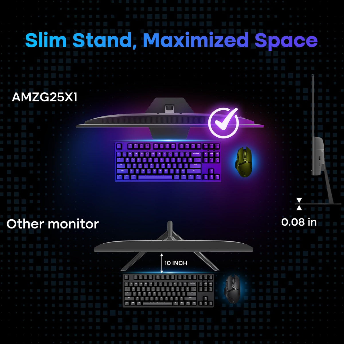 Amzfast 24 Inch 200Hz Gaming Monitor, FHD 1080P Fast IPS, 1ms MPRT, Adaptive Sync, AI-Crosshair, 110% sRGB, HDR, Low Blue Light, HDMI2.0&DP1.4, VESA75x75mm for PC Desktop Laptop PS5 Xbox, G24X1W