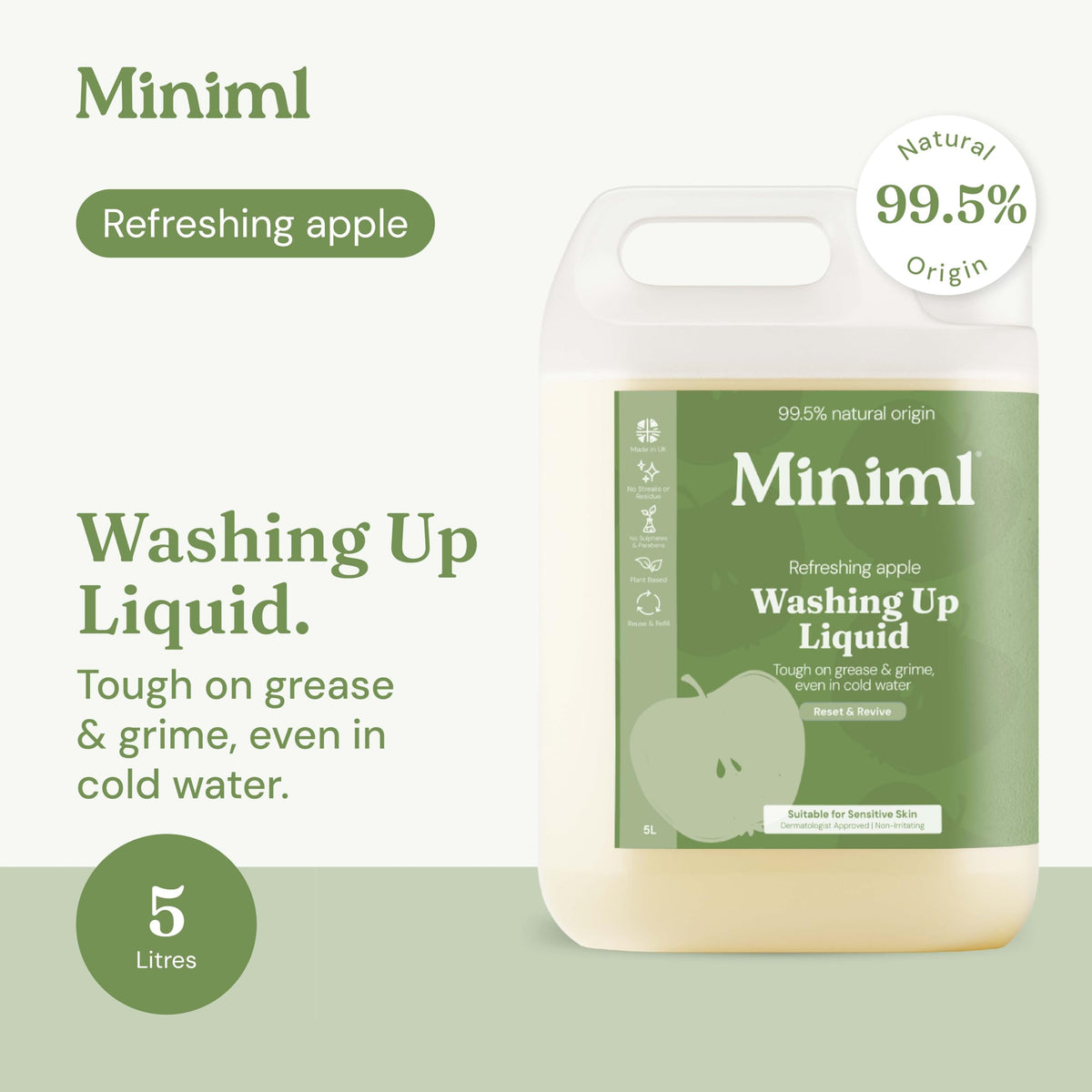 Miniml Eco Washing Up Liquid 5L Refill – Wild Rhubarb & Lemon
