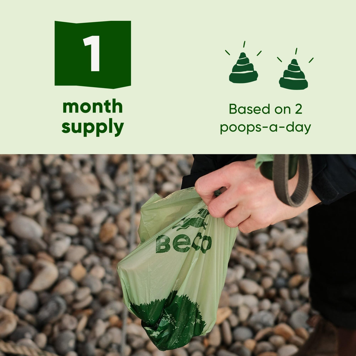 Beco Dog Poo Bags, 94% Recycled Plastic, Unscented Refill Rolls, 270 Bags