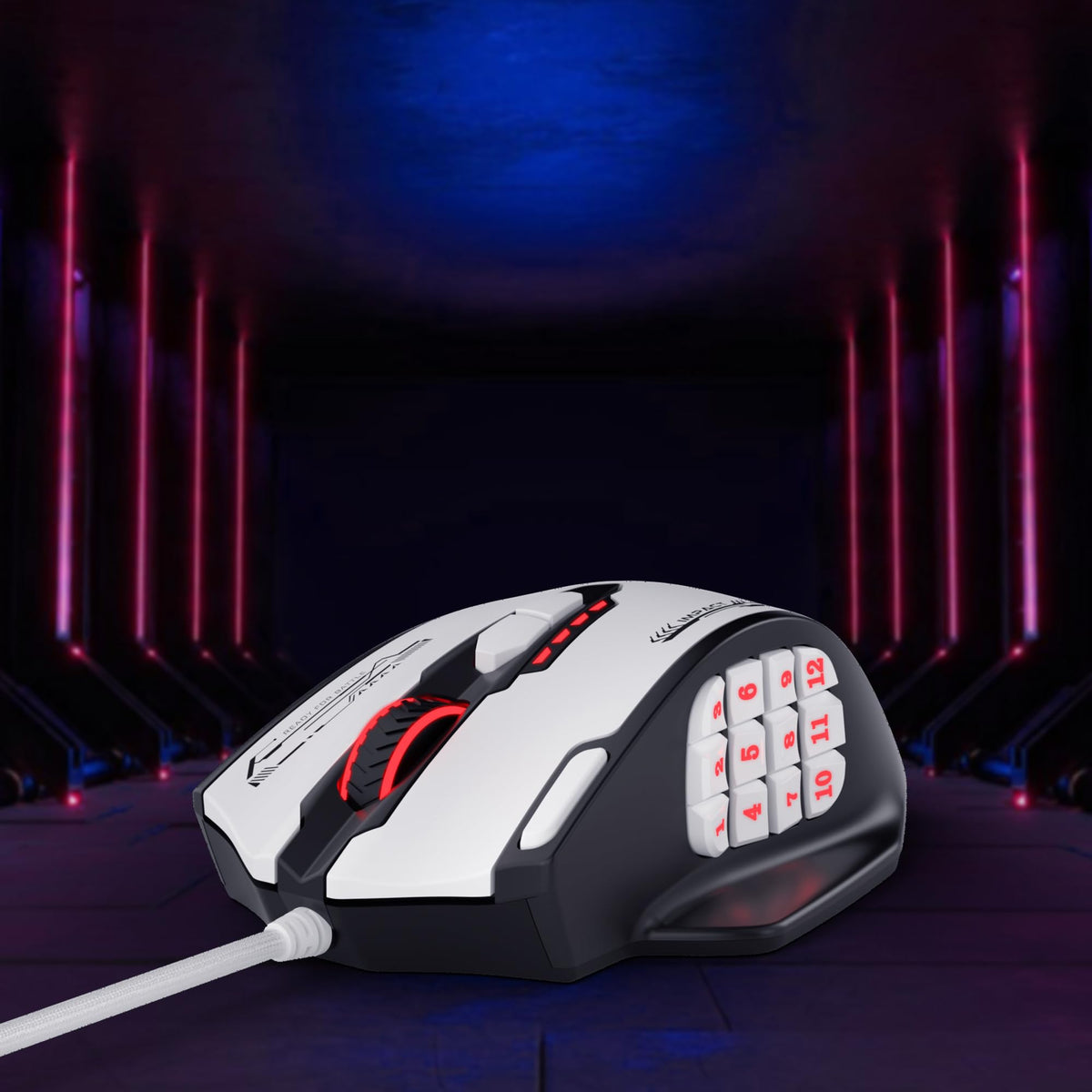 Redragon M908 Impact RGB LED MMO Gaming Mouse With 12 Side Buttons, Optical Wired Ergonomic Mouse with Max 12,400DPI, High Precision, 18 Programmable Macro Shortcuts, Comfort Grip