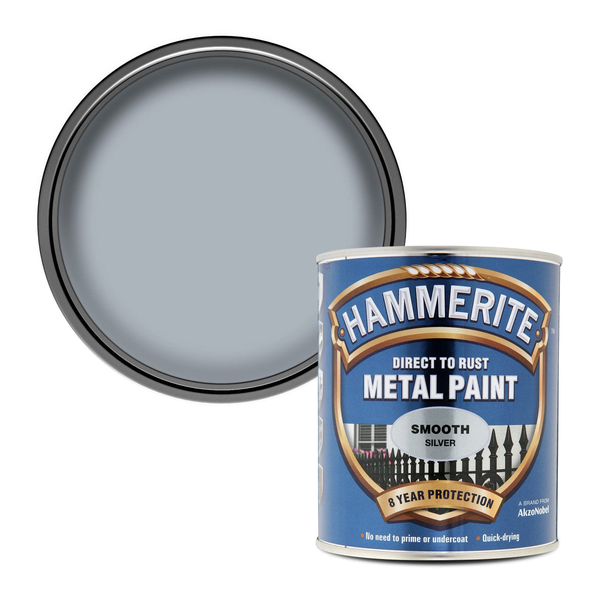 Hammerite Direct to Rust Metal Paint - Smooth Black Finish 250ML, 5084863