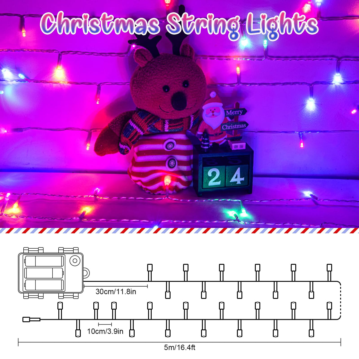 cshare Battery Fairy Lights, 2M 20 LED Fairy Lights Battery Operated with Timer, IP65 Waterproof String Lights for Jar Garden Camping Christmas Indoor Outdoor Decorations, Warm White