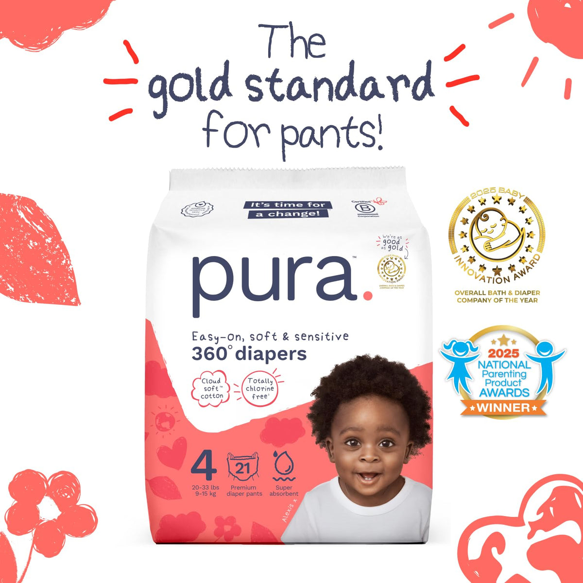 Pura Nappy Pants Size 9 (22kg+) 45 Count Sensitive Skin