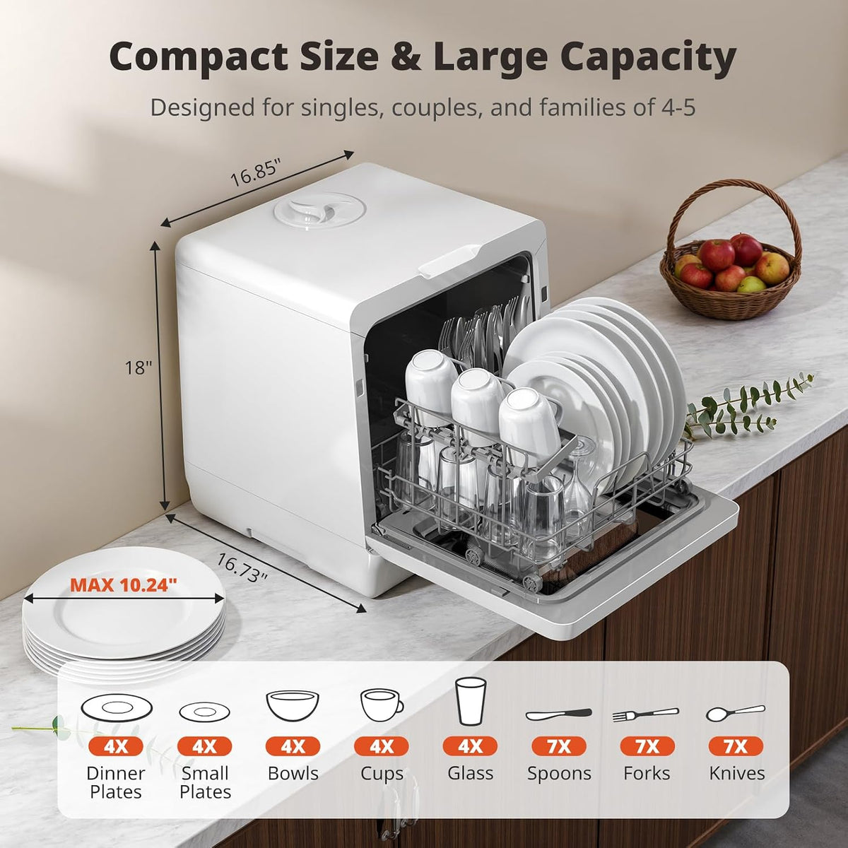AIRMSEN NEW Upgraded Table Top Dishwasher, 8+3 Wash Programs, 5L Tank