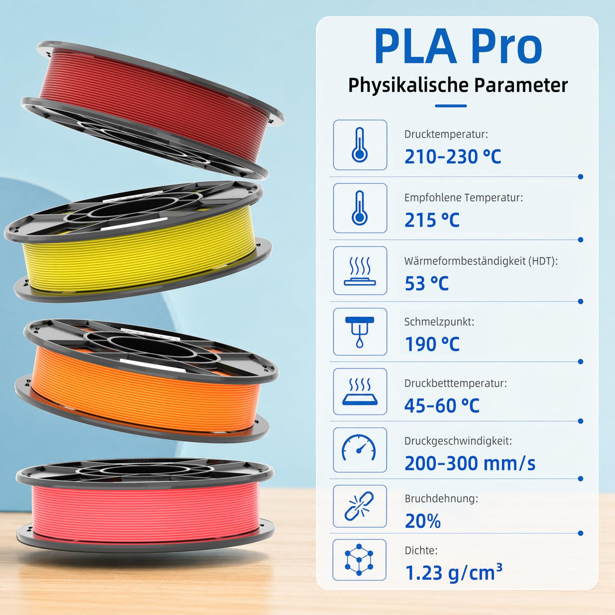 3DHoJor PLA+ PLA Plus Filament 1.75mm 1kg(2.2lbs) for 3D Printers,Yellow