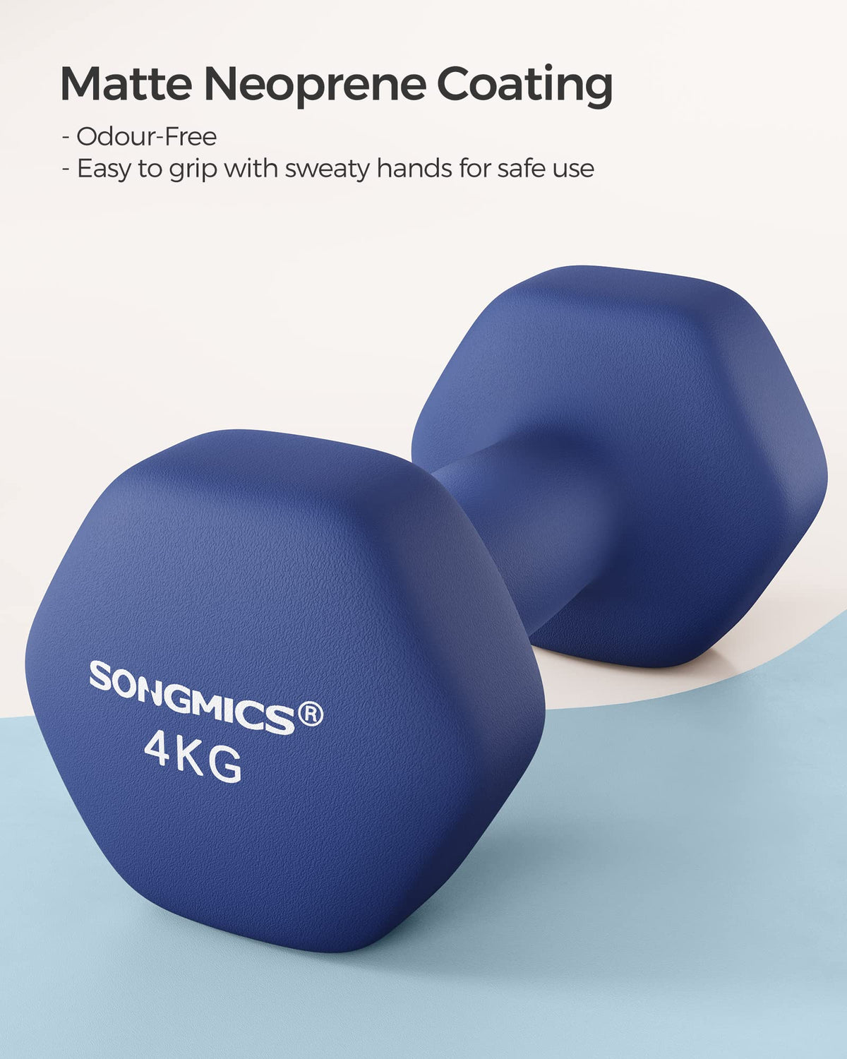 SONGMICS Set of 2 Hex Dumbbells with Neoprene Coating for Strength Training, Fitness, Home Workout