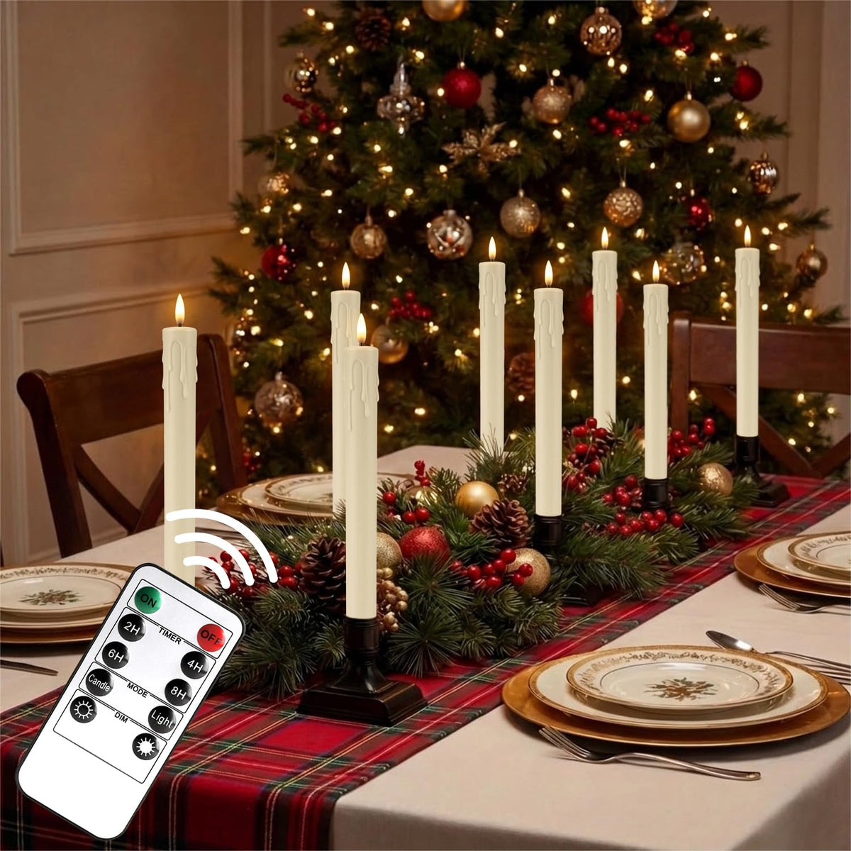 LIVEN Flickering Flameless Candles Battery Operated with Remote,Led Pillar Candles with Realistic Moving Wick Candles for Halloween,Christmas,Home Decor Pack of 12 (D2.2 xH 5" 6" 7")(White)