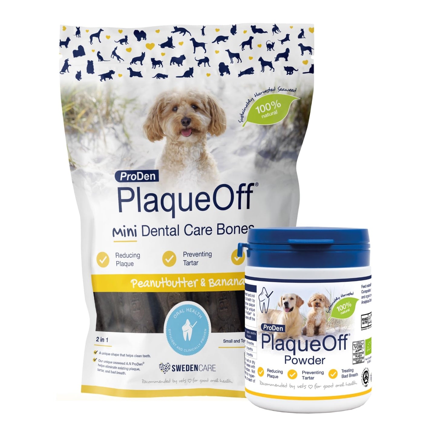 ProDen PlaqueOff Powder for Dogs & Cats, Tartar & Bad Breath Remover 100% Natural Teeth Cleaner and Plaque Remover 60 g