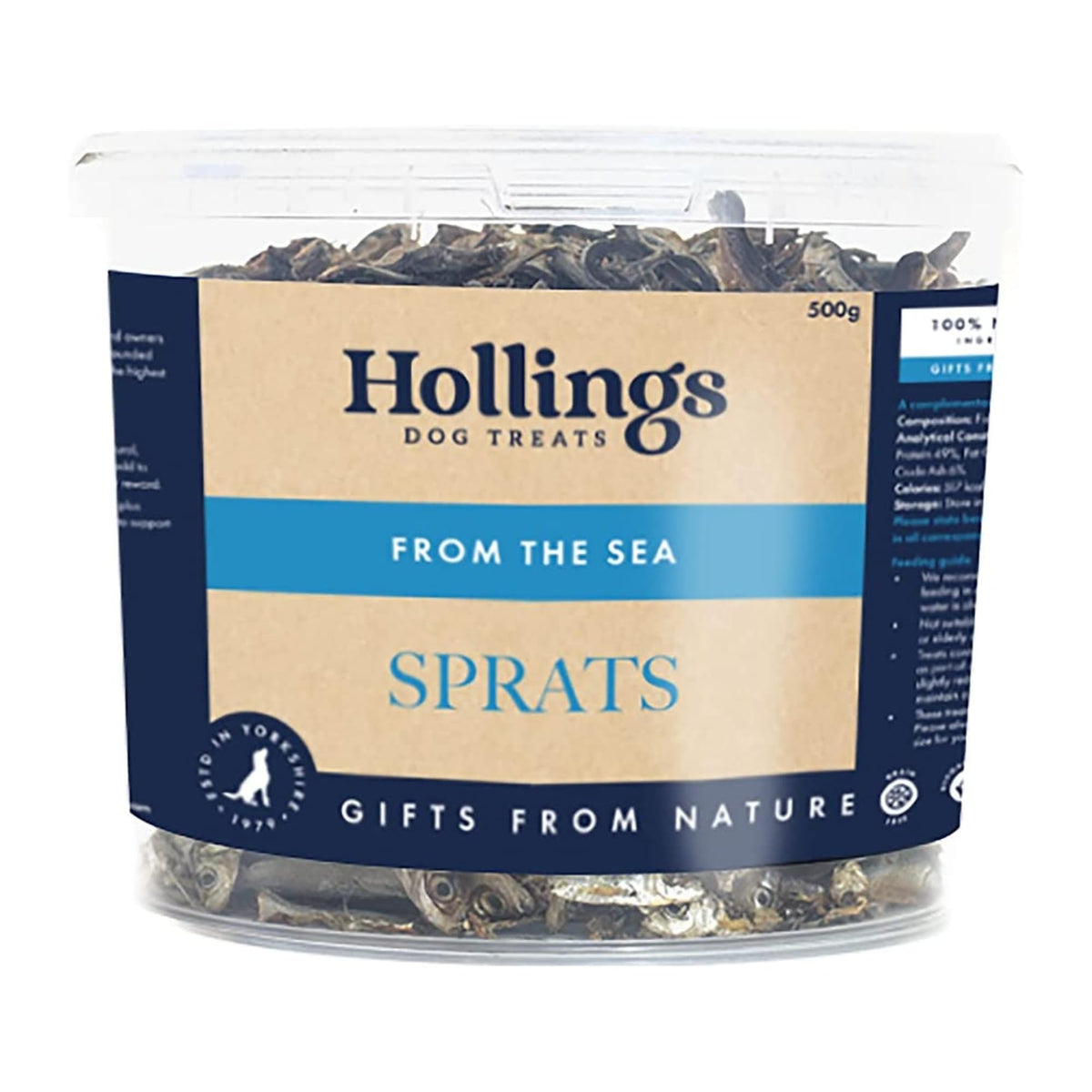 Hollings Sprats Dog Treats, 100% Natural with Fresh Fish Air Dried Treats for Dogs, Hypoallergenic and Grain Free 100g (Pack of 10)