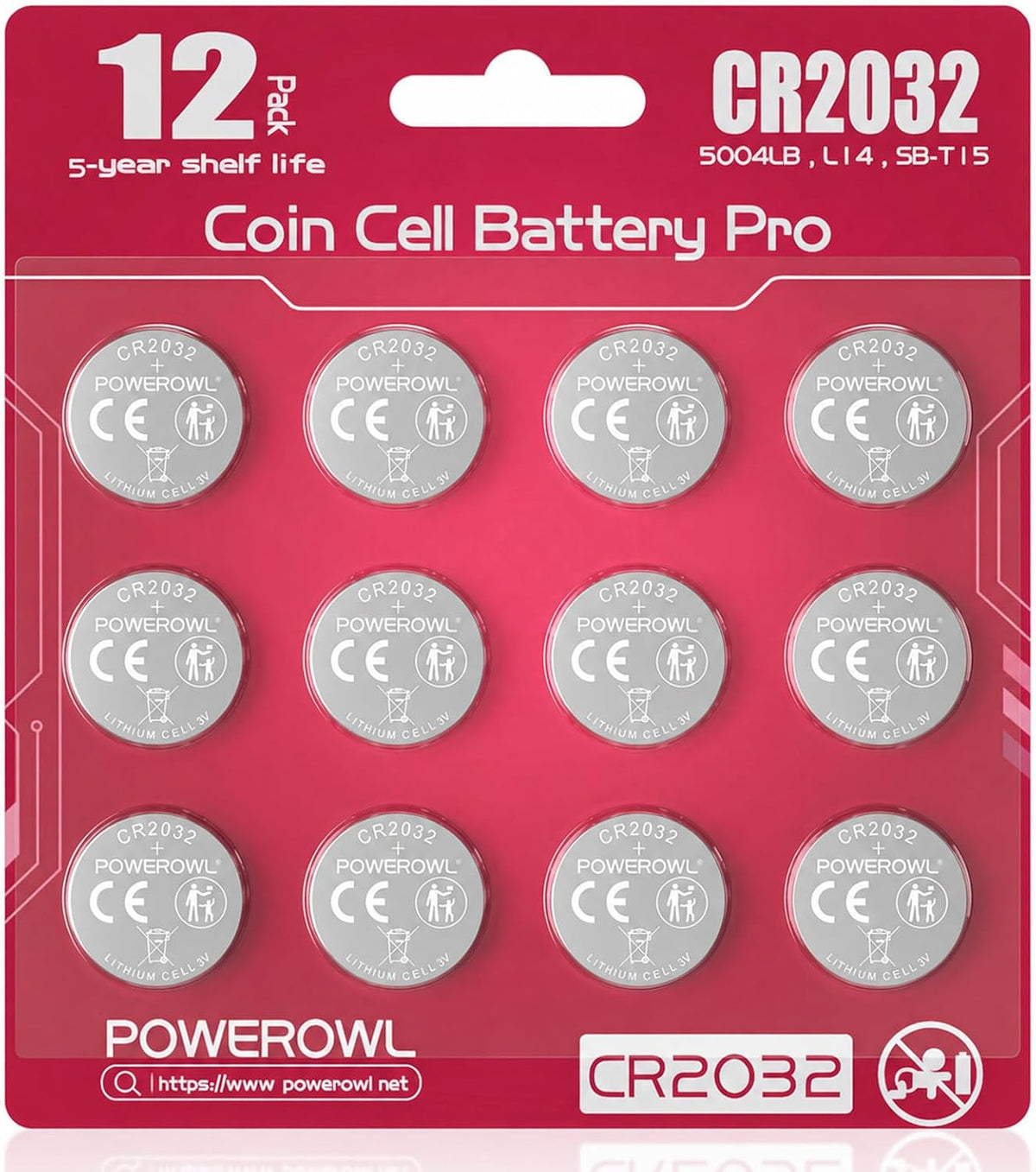 POWEROWL 12 Pcs CR2032 3V Lithium Batteries for Christmas Decorations