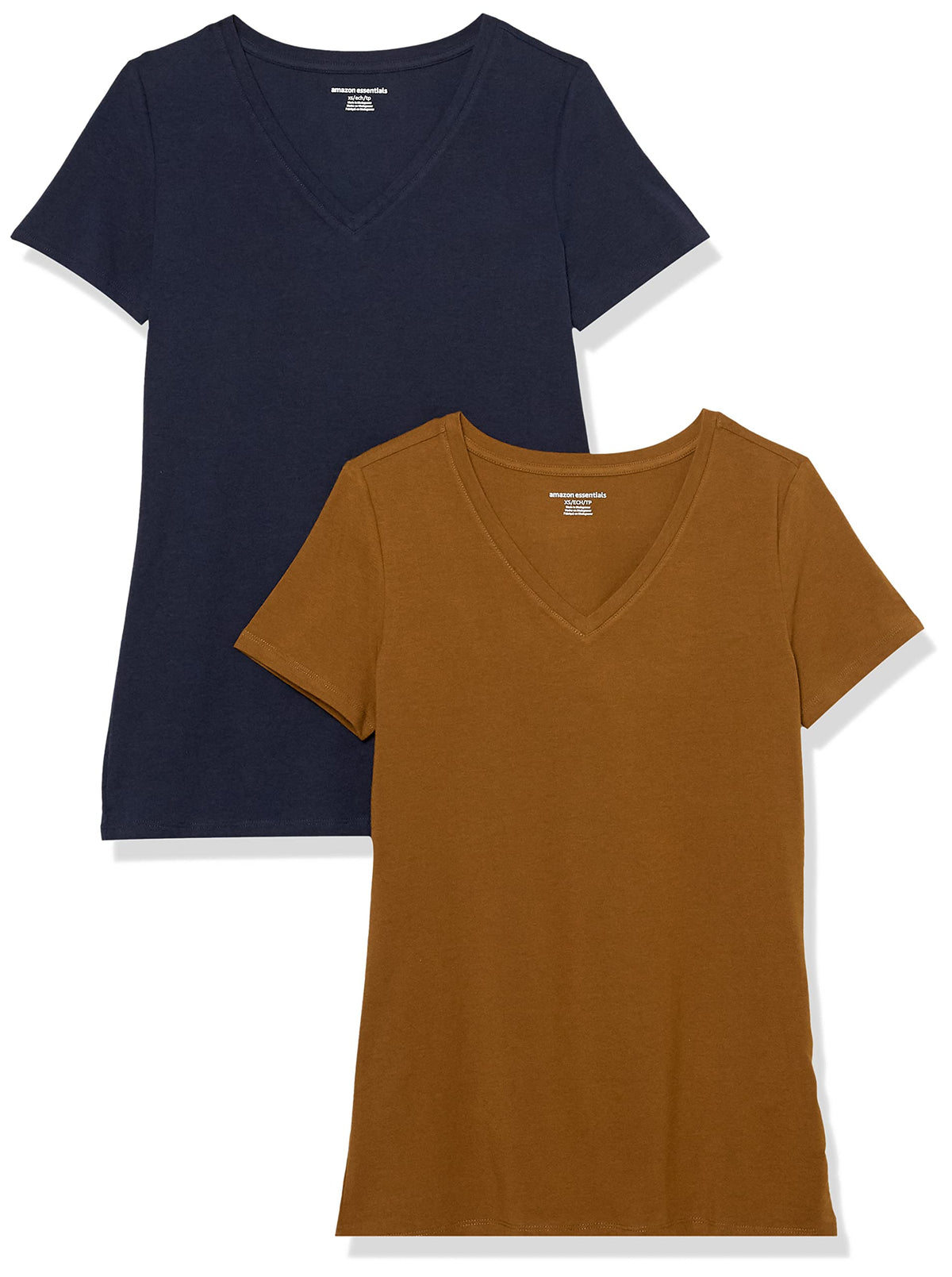 Amazon Essentials Women's Regular-Fit Short-Sleeve V-Neck T-Shirt, Multipacks