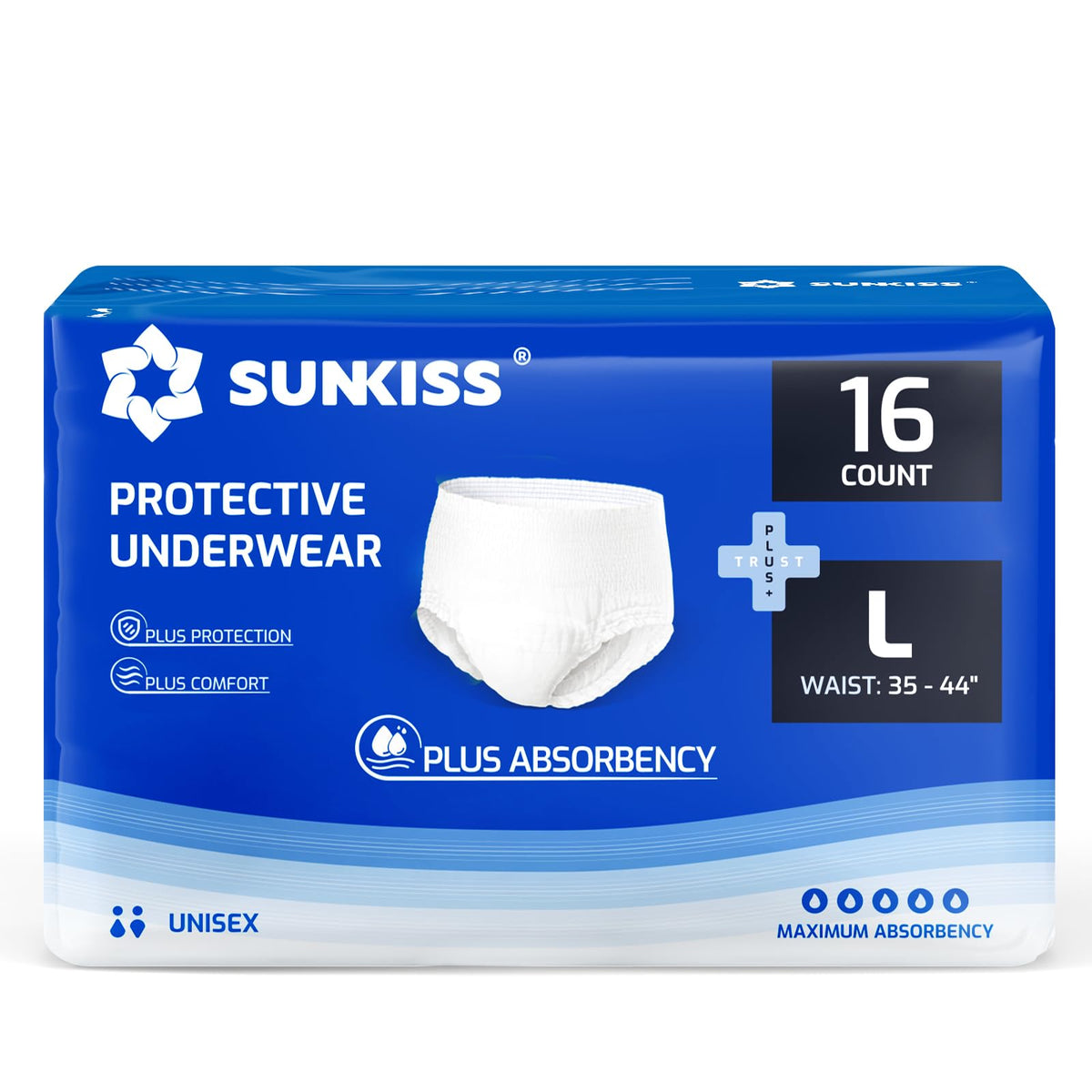 SUNKISS Incontinence Pants for Men and Women, Small/Medium, 64 Count (4×16)