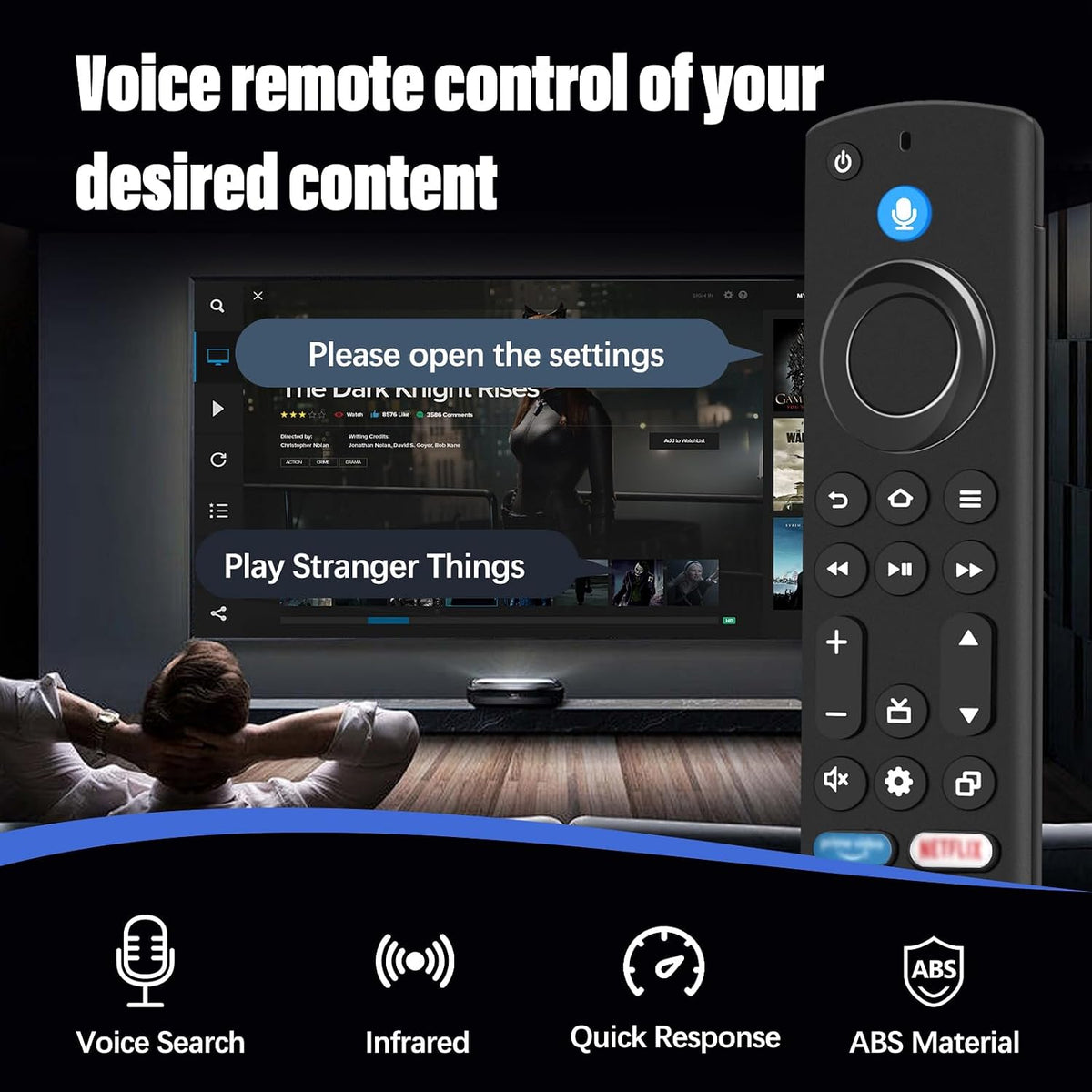 Replacement Voice Remote with Voice Function Fit for AMZ Smart TV Stick(4k, 2nd Gen, 3rd Gen, Life), for AMZ Smart TV Cube(1st Gen, 2nd Gen, 3rd Gen),AMZ Smart TVs/Insignia/Pioneer (4rd)