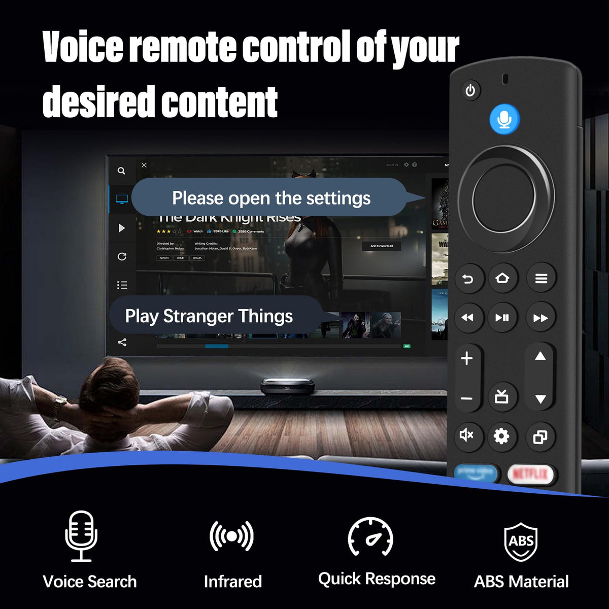 Replacement Voice Remote with Voice Function Fit for AMZ Smart TV Stick(4k, 2nd Gen, 3rd Gen, Life), for AMZ Smart TV Cube(1st Gen, 2nd Gen, 3rd Gen),AMZ Smart TVs/Insignia/Pioneer (4rd)