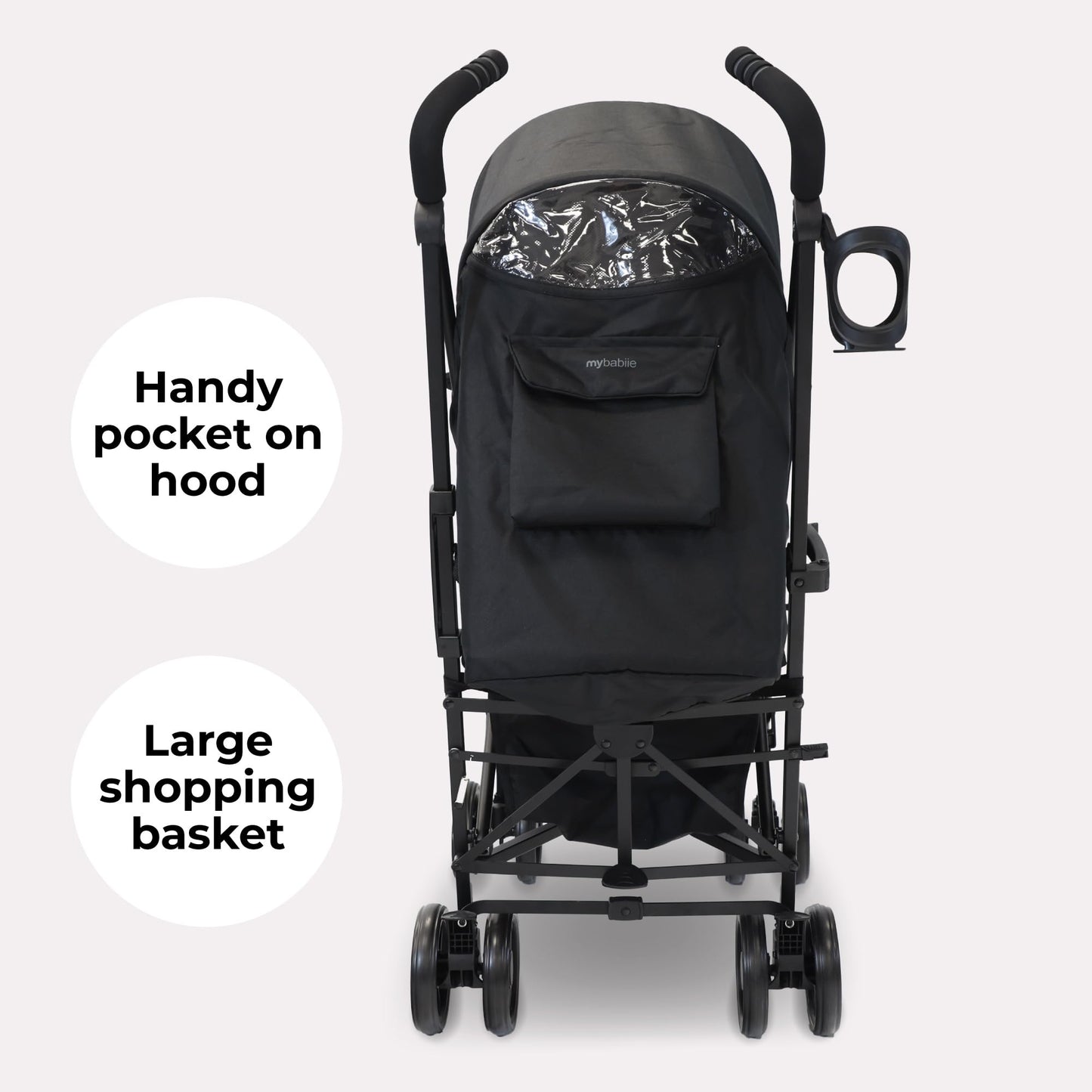 My Babiie MB02 Plus Stroller - from Birth to 4 Years (22kg), Lightweight & Compact Umbrella Fold, Travel Buggy for Toddlers, Pushchair Includes Cup Holder and Rain Cover - Pink & Grey