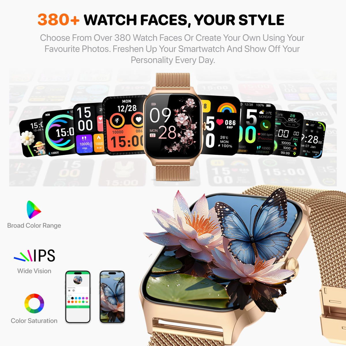 Smart Watch for Women Men - Answer/Make Call, Fitness Tracker Smartwatch for Android iPhone Compatible, Sleep Female Cycle, 120+ Sports Modes Step Counter (Blue, 2 Straps)