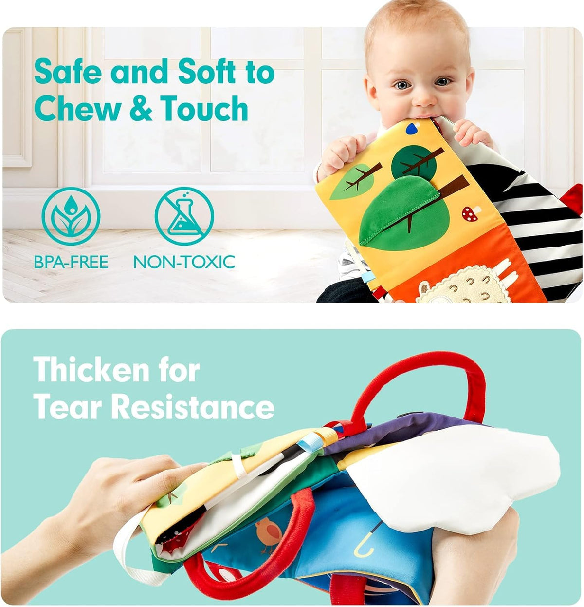 hahaland Baby Books 0-6 Months, Soft Cloth Newborn Books Toy for Babies