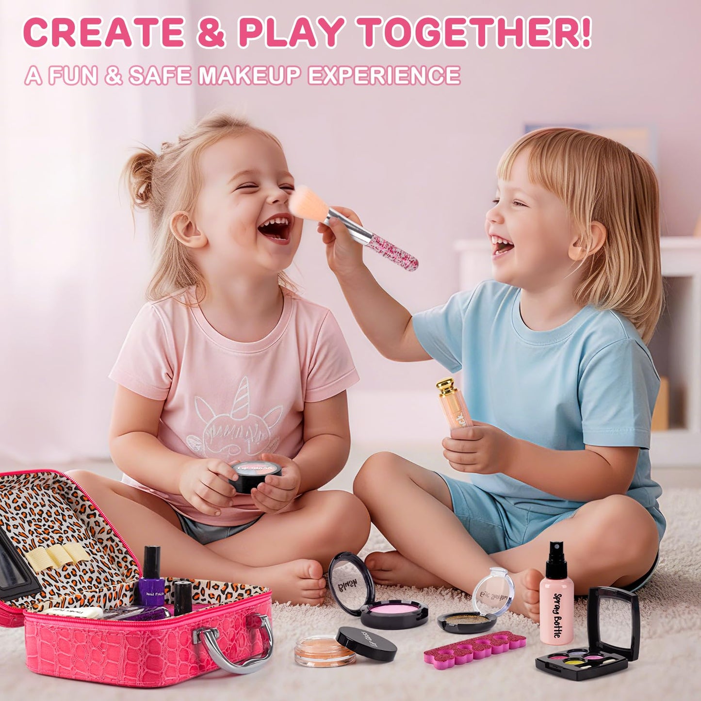 Dreamon Kids Makeup Set for Girls | Washable & Non-Toxic Real Makeup Set | Pretend Play Princess Toys | Christmas Birthday Gifts for Girls Age 5-12