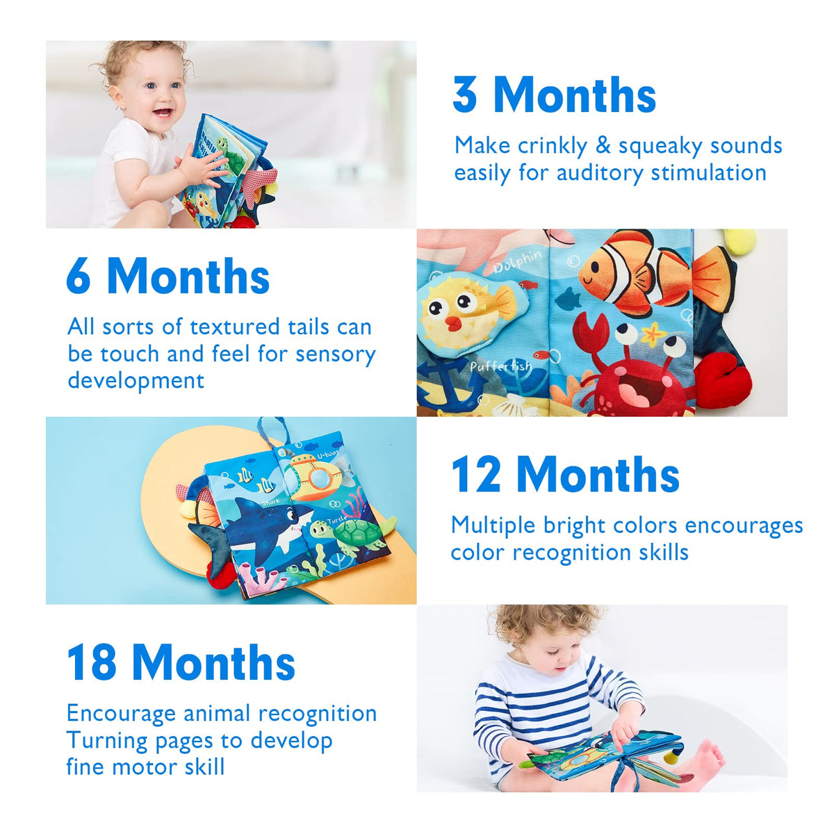 hahaland Baby Books 0-6 Months Infant Tummy Time Toys High Contrast