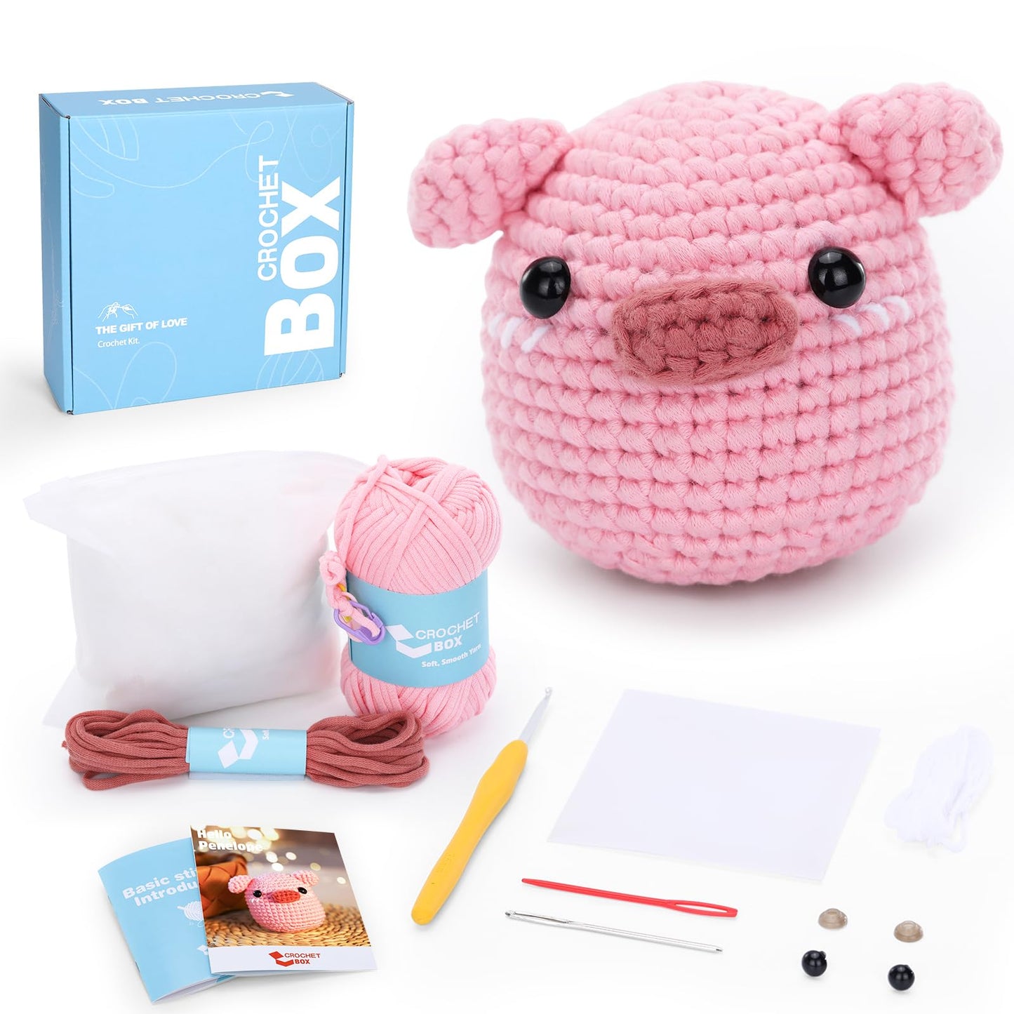 CROCHET BOX Complete Crochet Kit for Beginners - Highland Cow Crochet Kit, Include Video Tutorial, Instruction, Soft Yarn, Birthday Gift for Adults.