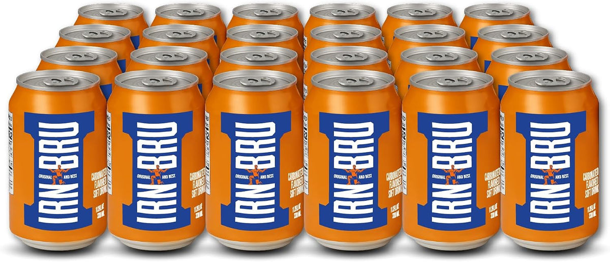 IRN-BRU Carbonated Soft Drink, 24 Pack, 330ml Cans