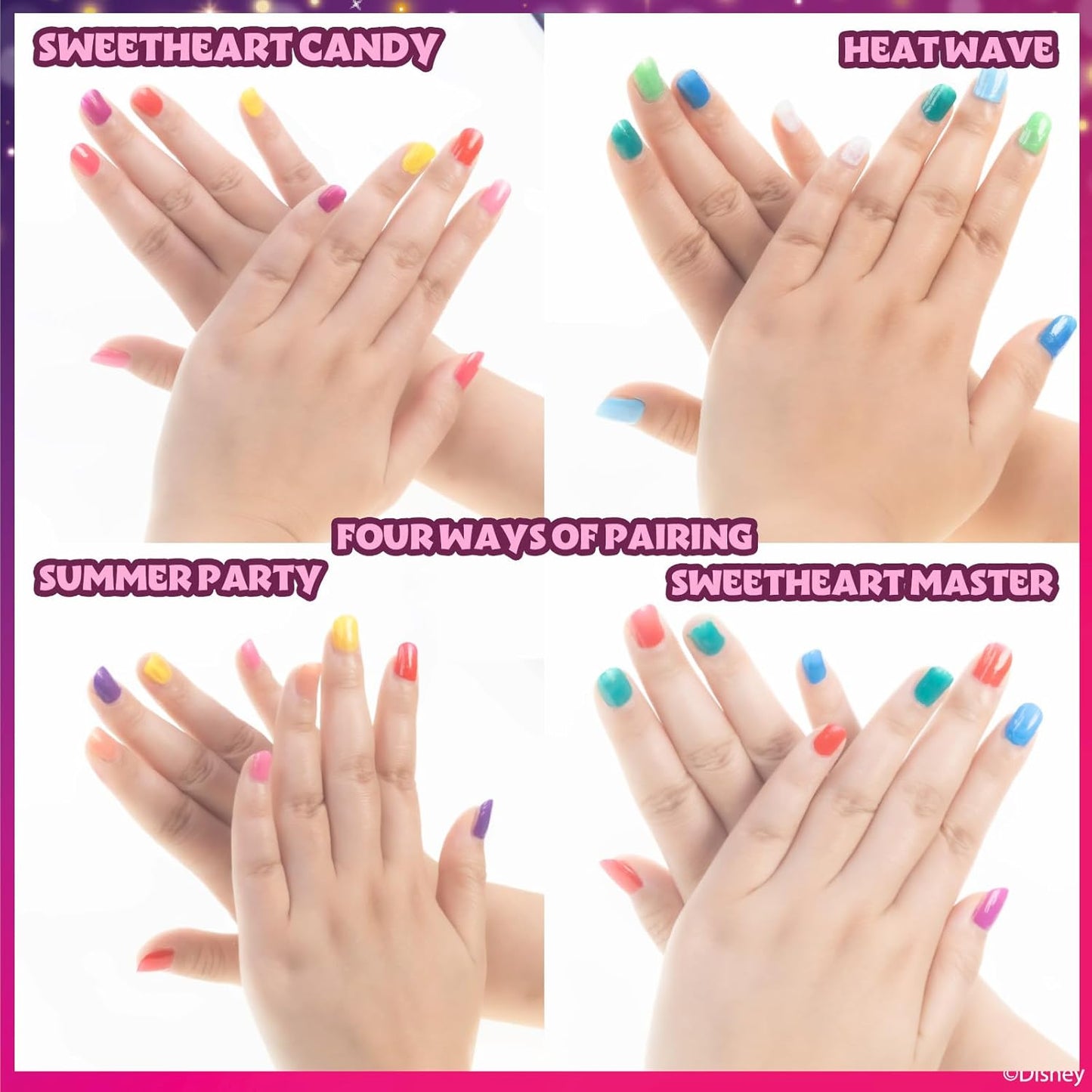 Disney Princess 18 Piece Water Based Nail Polish Set, Castle Theme, Quick Dry and Peels-Off, Nail Paint Set for Girls, Perfect for Parties by Townley Girl