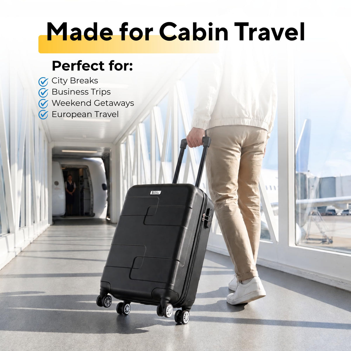 WORLD EXPLORER Cabin Suitcase 55x40x20cm, 34L Carry-On Cabin Bag, Dark Grey