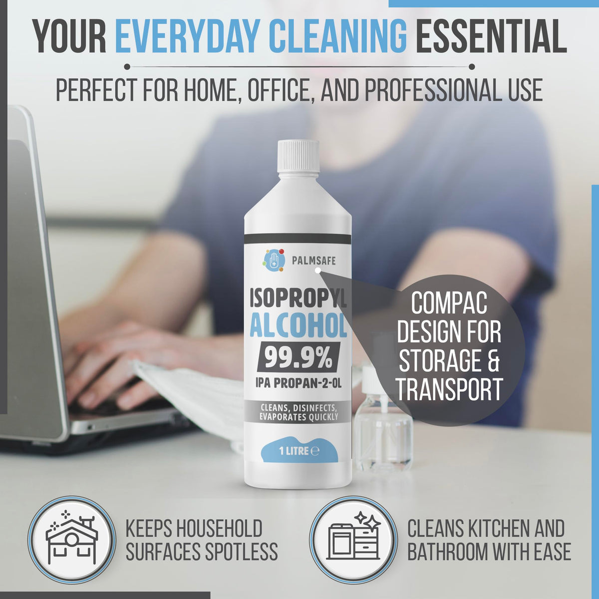 Isopropanol Alcohol IPA 99.99% 500ml Disinfectant for Household, Hospitals Office - Electronics, Stains, Grease, Glue and Paint Cleaner Easy Pour