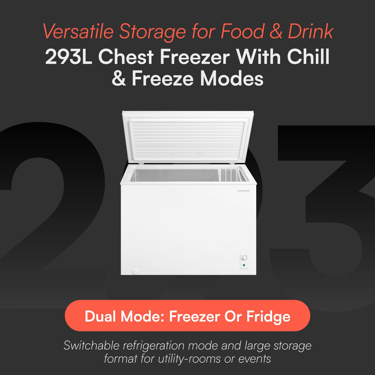 Cookology 99L Freestanding Chest Freezer - Adjustable Feet - White