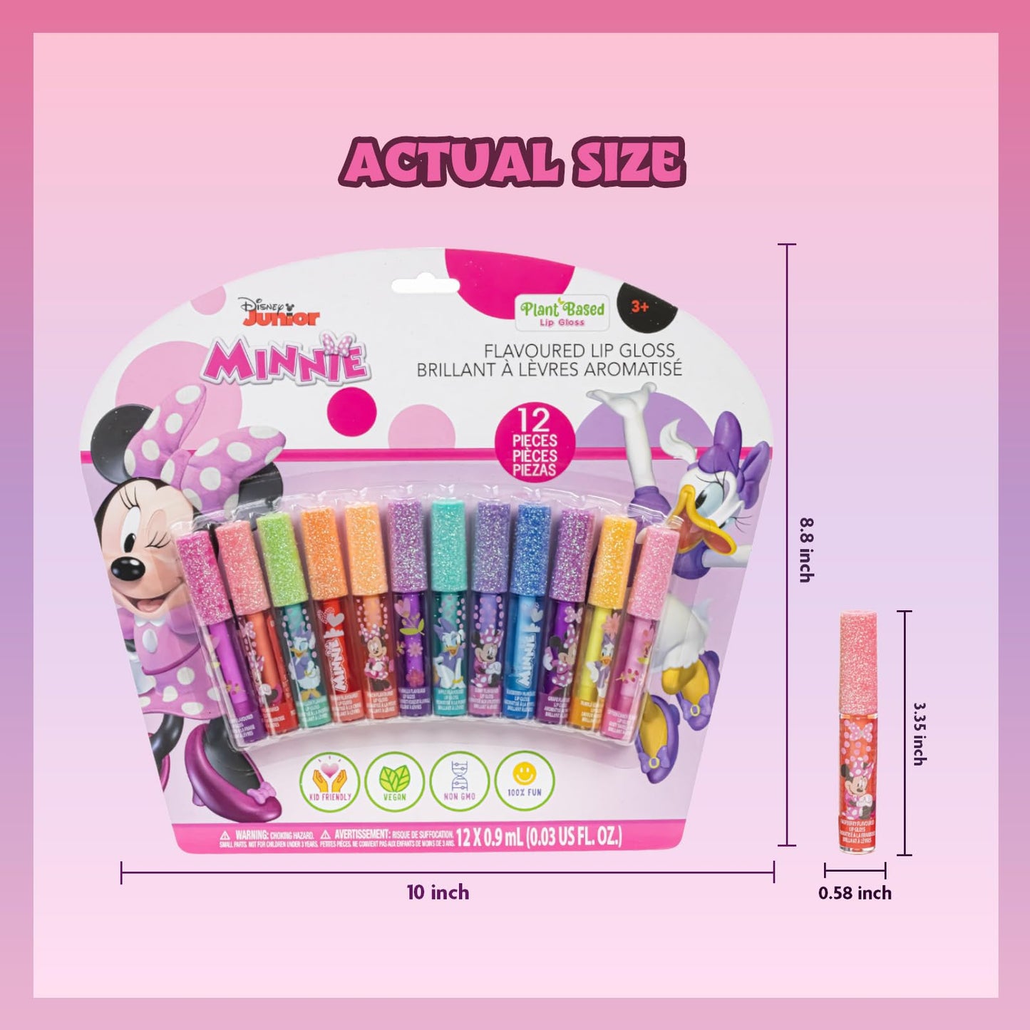 Disney Princess 12 Piece Plant Based Lip Gloss, Girls Party Favours, First Makeup Set for Girl, Perfect for Parties, Sleepovers and Birthday Gifts, Ages 3+, by Townley Girl