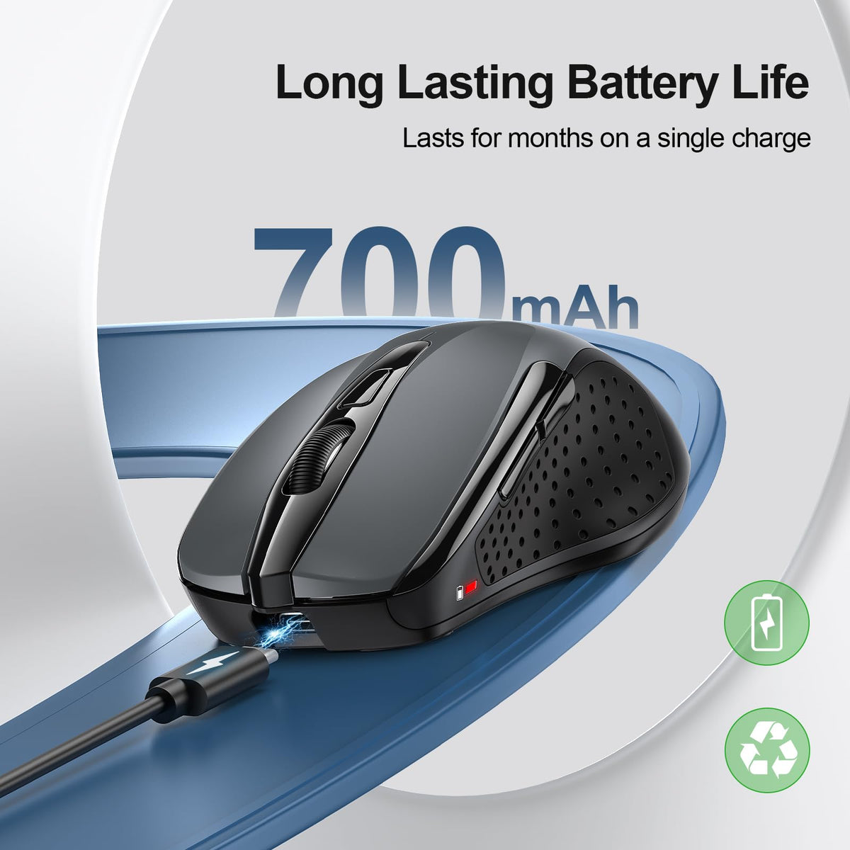 TECKNET Bluetooth Mouse, Rechargeable Bluetooth Wireless Mouse