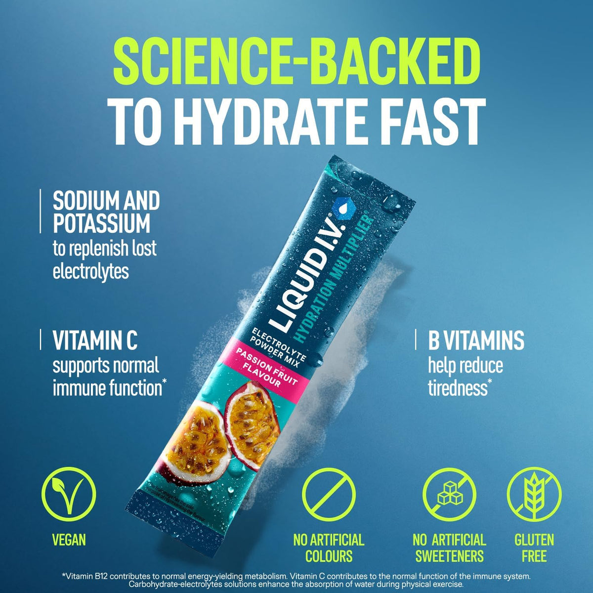 Liquid I.V. Hydration Multiplier Electrolyte Mix, Passion Fruit, 16 Sticks