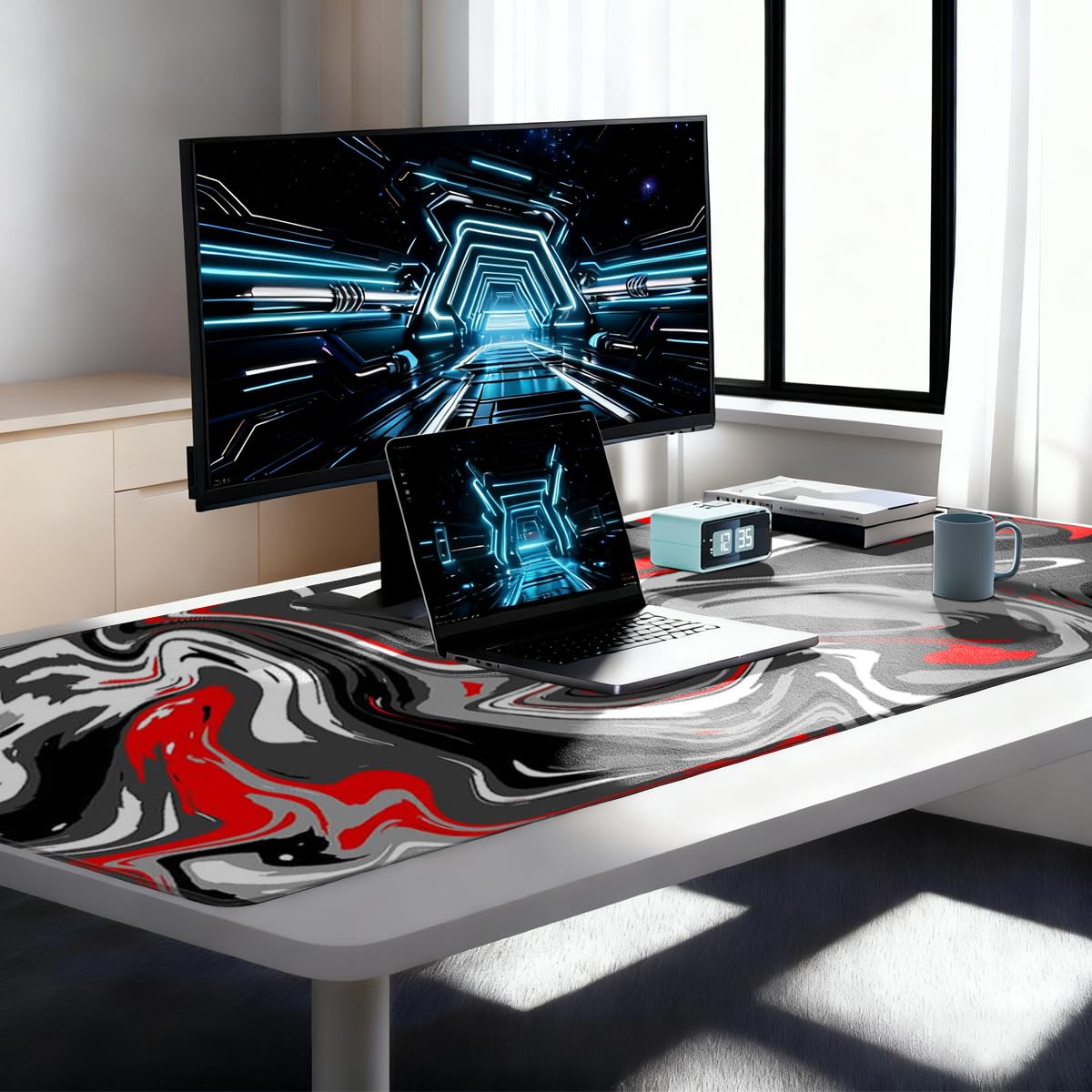 Rcege Large Gaming Mouse Pad Extended Desk Mat with Non Slip Stitched Edge