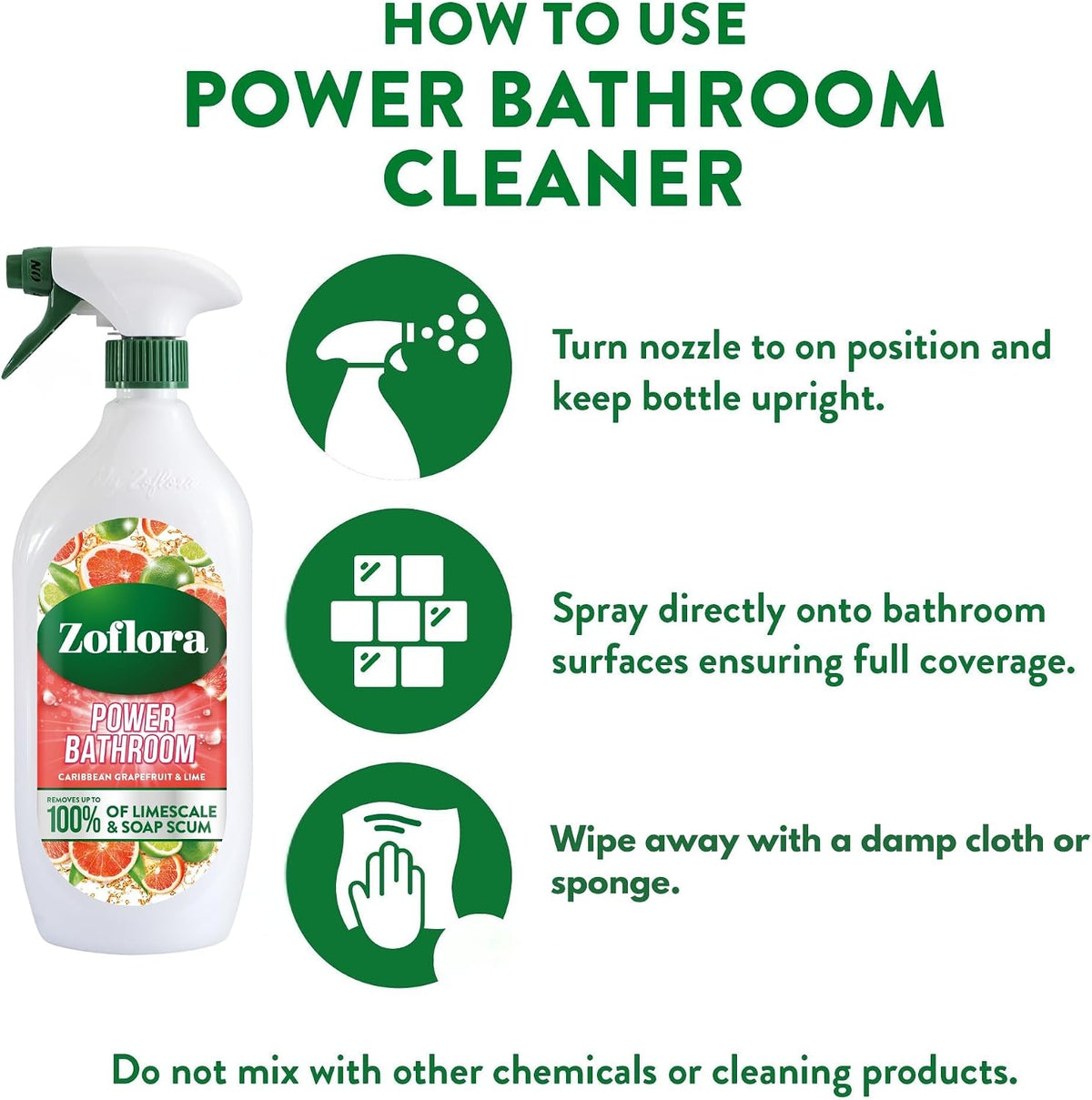 Zoflora Grapefruit & Lime Power Bathroom Cleaner Trigger Spray, 800ml