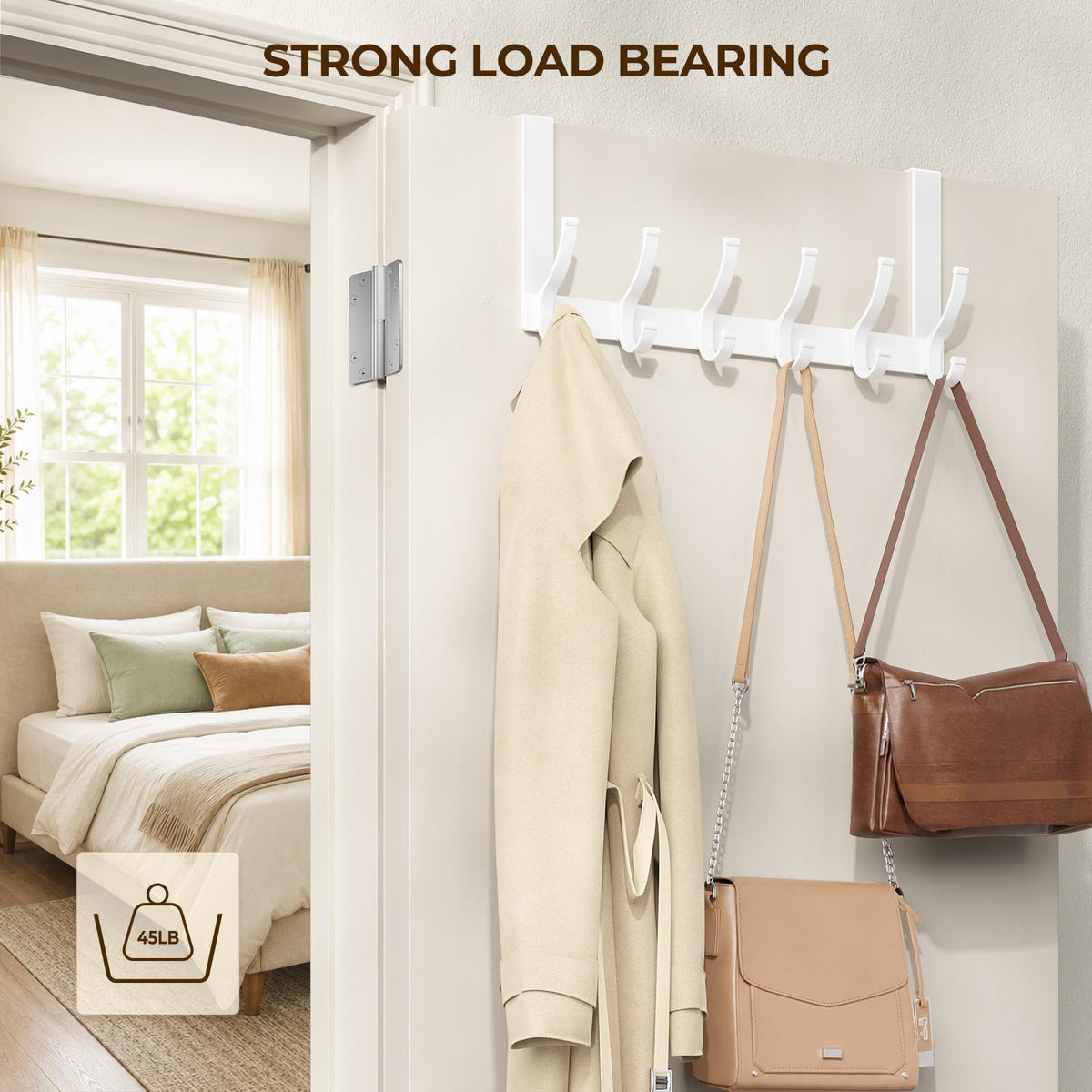 Optish Over The Door Hooks, Heavy Duty 12 Hooks Over Door Hanger Hook Black
