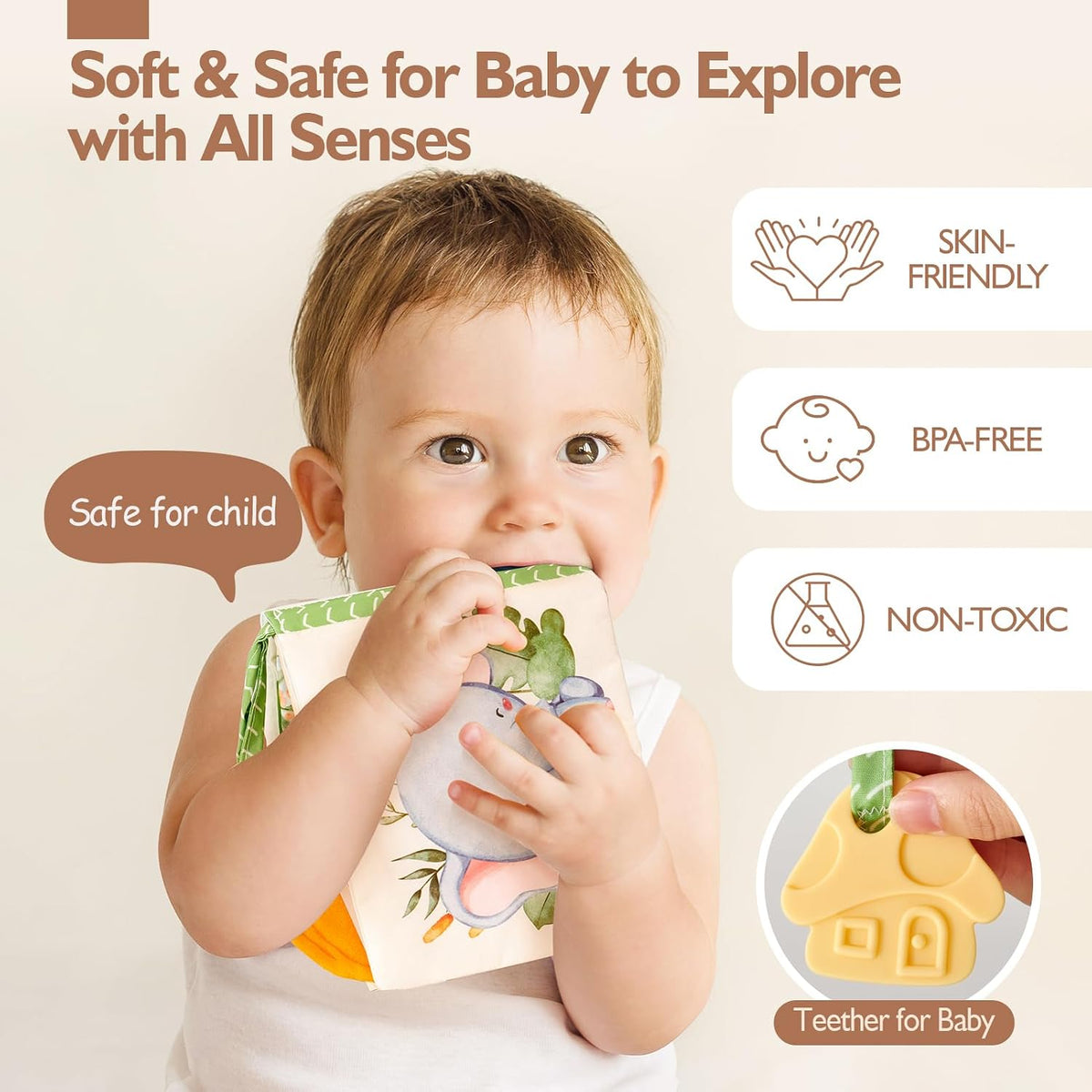hahaland Baby Books 0-6 Months, Soft Cloth Newborn Books Toy for Babies