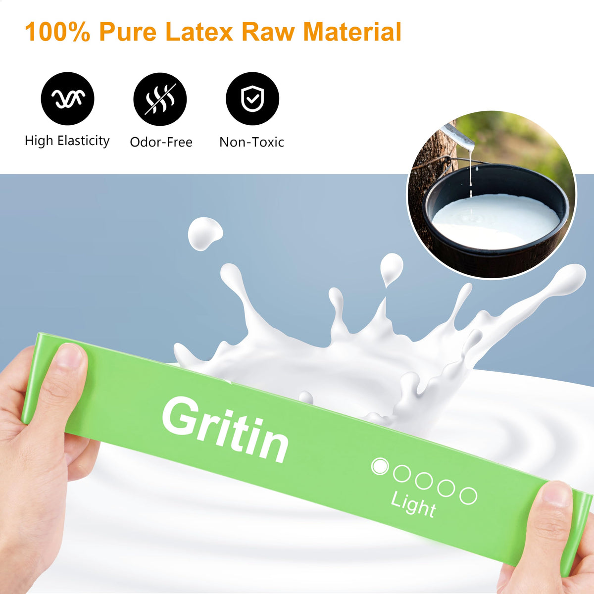 Gritin Resistance Bands, Set of 5 Skin-Friendly Resistance Exercise Band