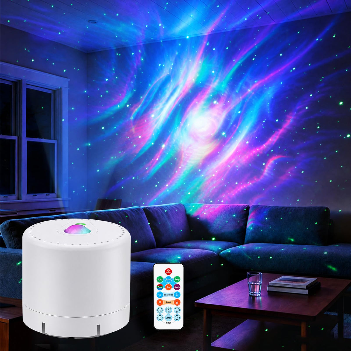 CAIYUE Star Projector Galaxy Projector, Exquisite Nebula Night Light Projector, Ocean Wave Galaxy Light with Remote Control,with Adjustable Speed and Brightness, Adults, Bedroom,Party