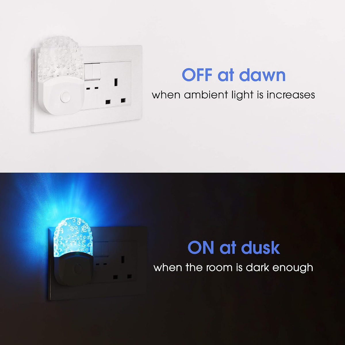 Emeritpro Night Light Plug in Wall with Dusk to Dawn Sensor, Warm White+RGB