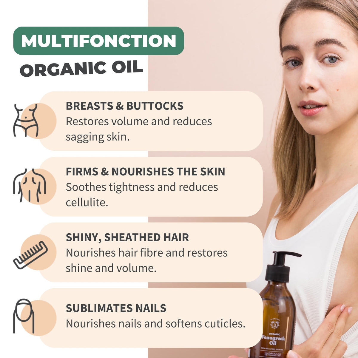 BIONOBLE Organic Rosemary Oil for Hair Growth - Hair Loss, Volume - 50ml