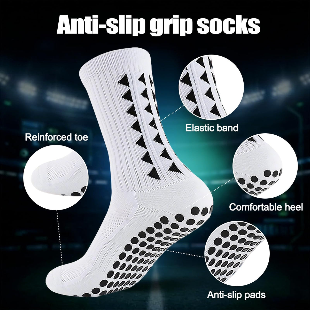 3 Pairs Non Slip Football Socks, Football Grip Socks for Men, Soccer Socks with Rubber Dots for Yoga Running Hiking