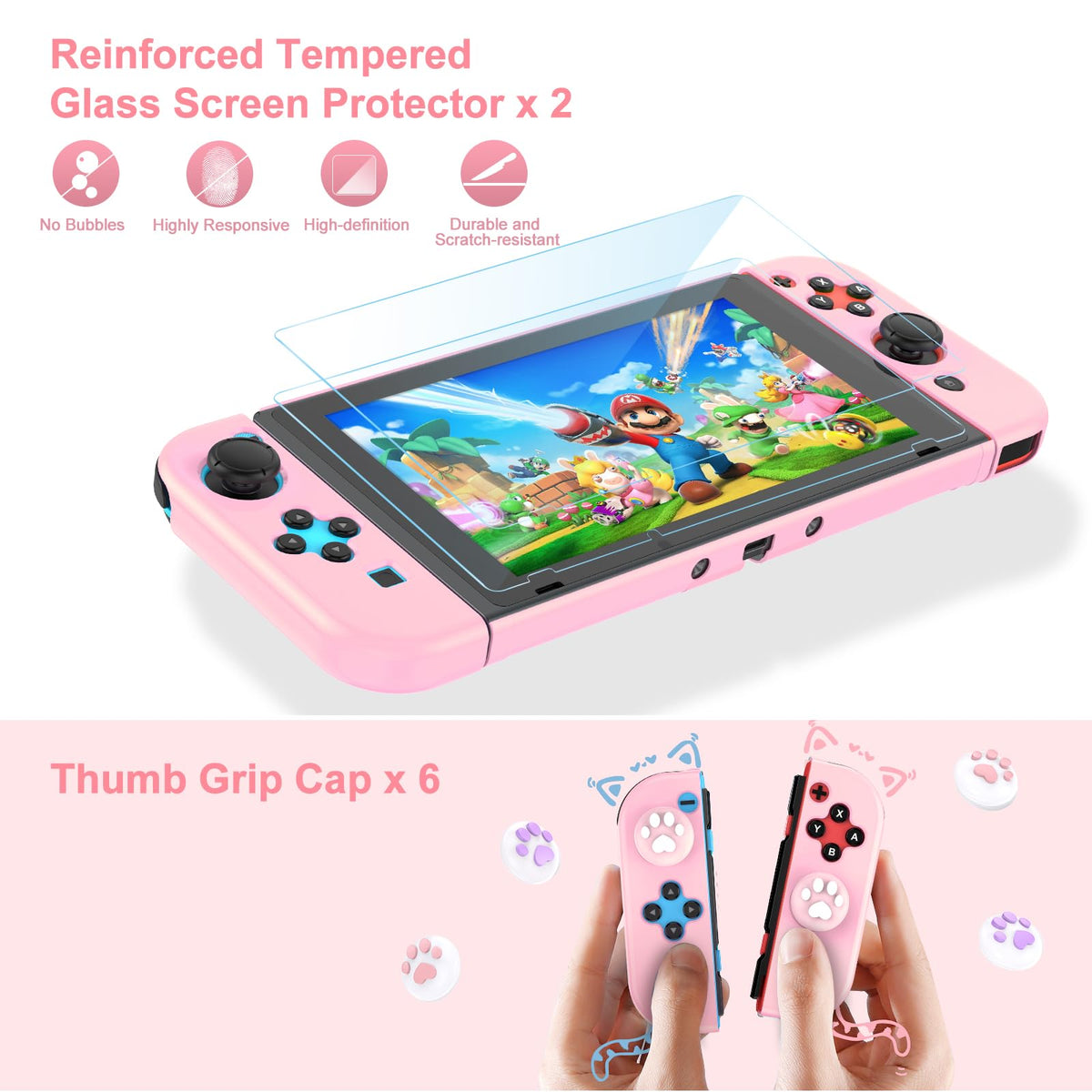 Younik Switch Accessories Bundle, 17 in 1 Switch Accessories Kit for Girls Include Switch Carrying Case with 9 Game Card Slots, Adjustable Stand, Protective Case for Switch Console & J-Con (Blue)