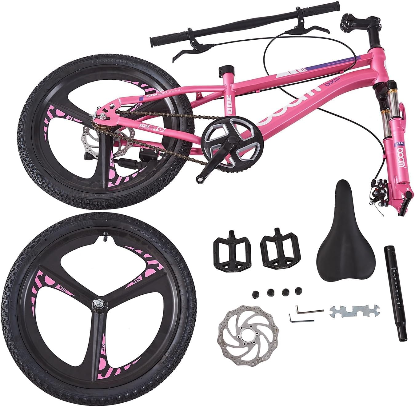 BSTSEL Kids Bike 18" 20" 22" 24" Inch Youth Bike Shock Absorber Bike,12.25-Inch Frame,V-Brakes,Suitable for 9-14 Year Old Boys and Girls Mountain Bikes Pink Blue Bicycle