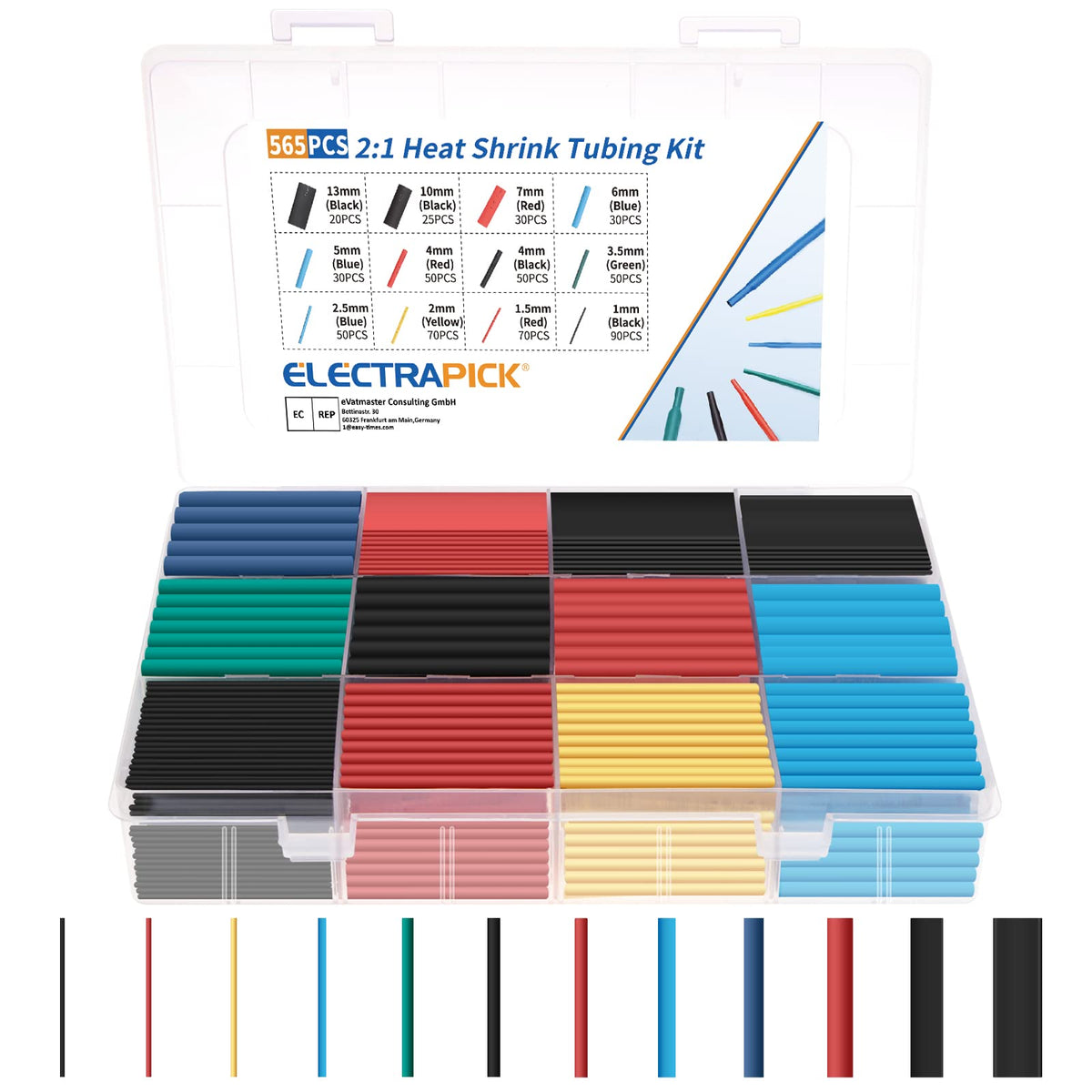 560 Pcs Heat Shrink Tubing Kit Ratio 2:1 Electrical Shrink Tubing Wire Large Wrap Industrial Shrink Tubes Assortment（12 Sizes Black）