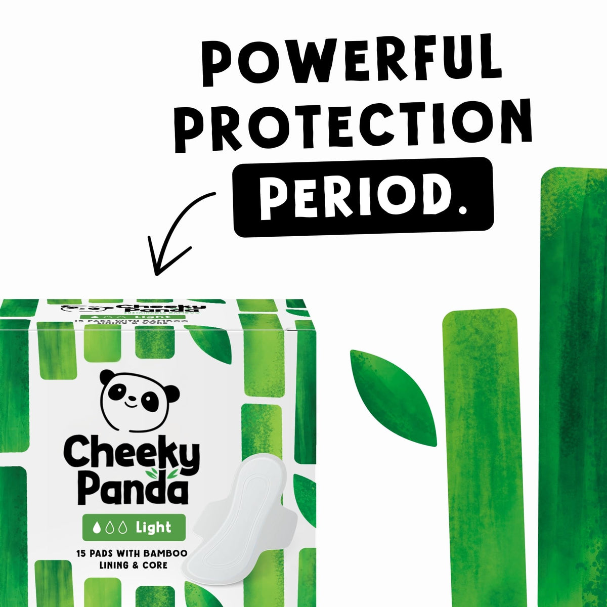 The Cheeky Panda Organic Sanitary Towels for Women – Heavy Flow – 12 Organic Pads Per Pack - with Bamboo Pads and Core