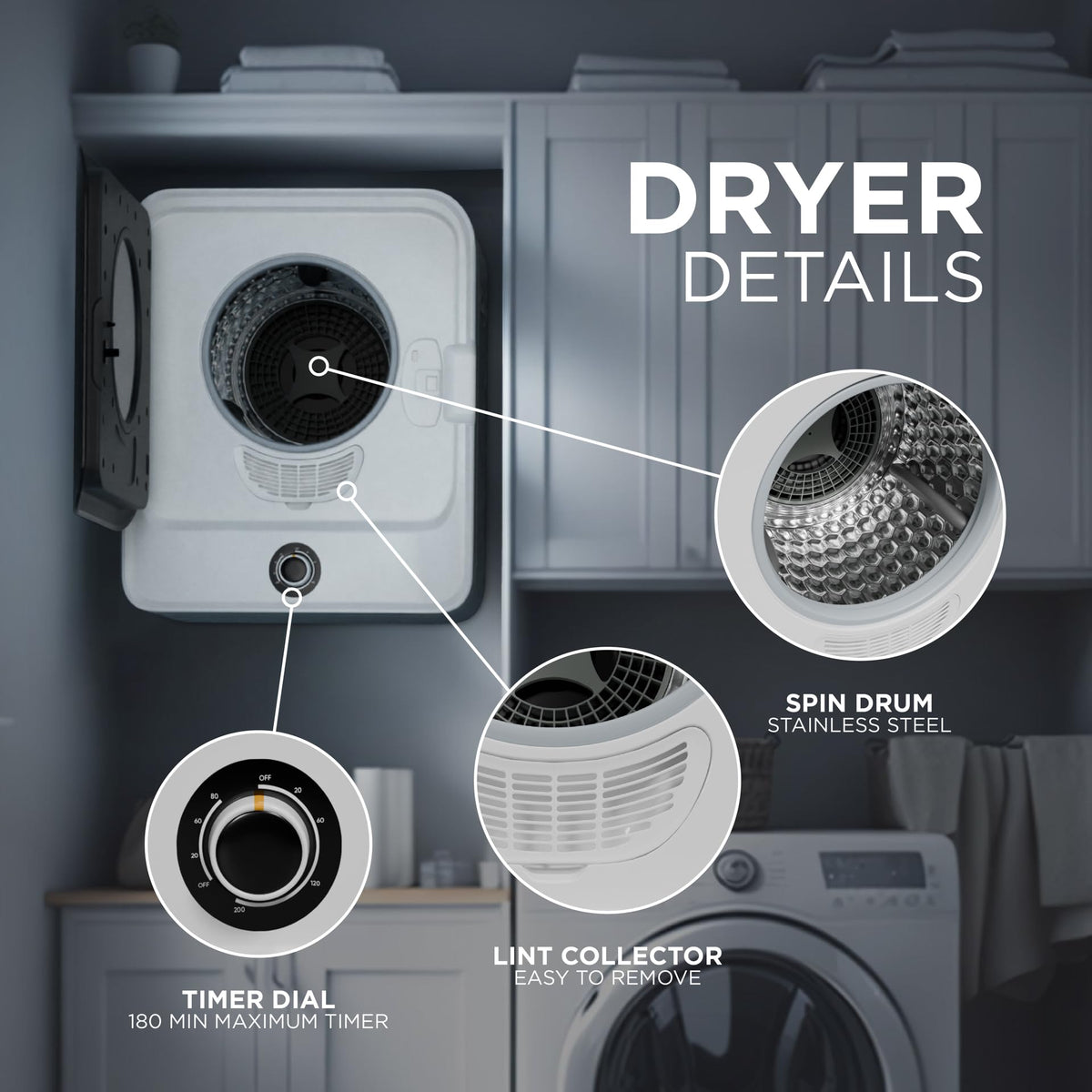 DMD Collective - 3kg Tumble Dryer, Vented Tumble Dryers, Dryer Machine