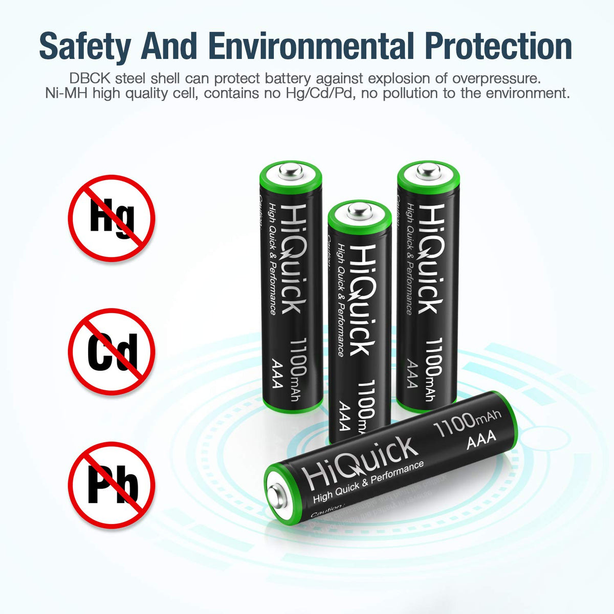 HiQuick 16 Pack AA AAA Rechargeable NiMH Batteries Set,1200 Cycles