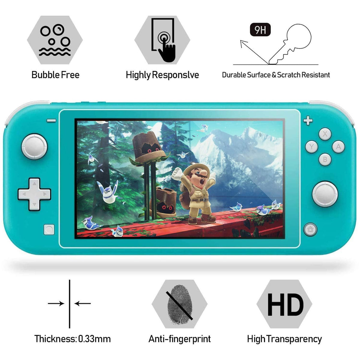 daydayup [3 Pack] Screen Protector Tempered Glass for Nintendo Switch - Hestia Goods Transparent HD Clear Anti-Scratch Screen Protector for Nintendo Switch