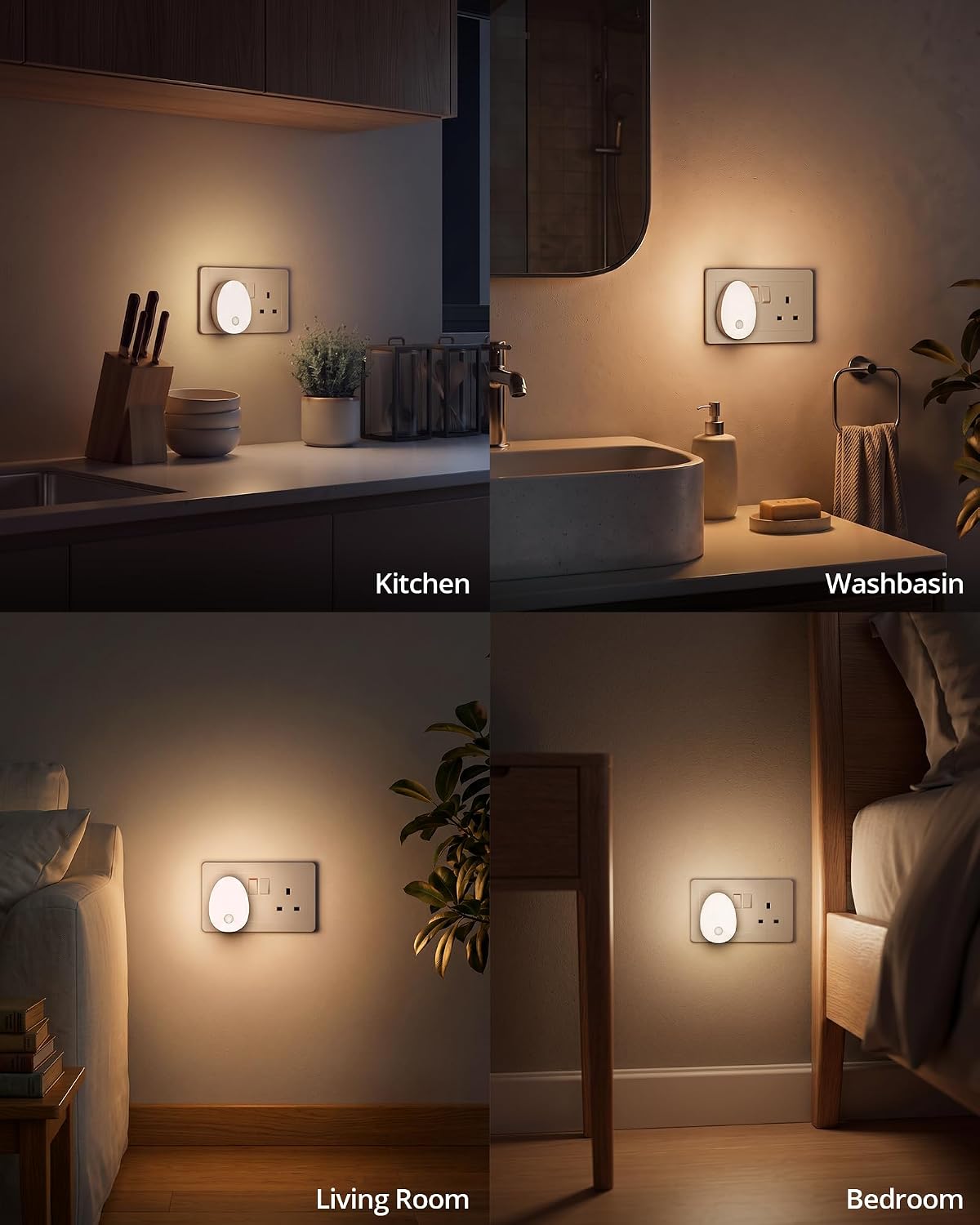 Lyridz Night Light Plug in Wall (2 Pack), LED Motion Sensor Lights Indoor