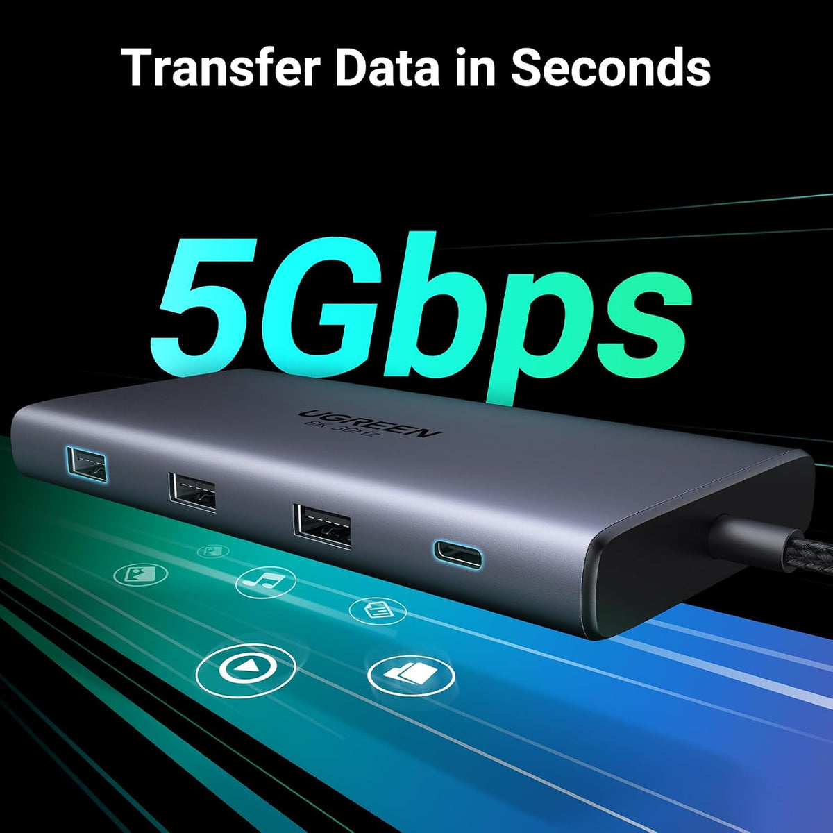 UGREEN Laptop Docking Station Dual Monitor, 10-in-1 Dual 4K@60Hz USB C Hub